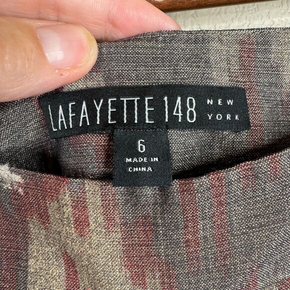 Lafayette 148 Women Aztec Print Pleated Wool Trouser Pants Gray Size 6 - Picture 7 of 15